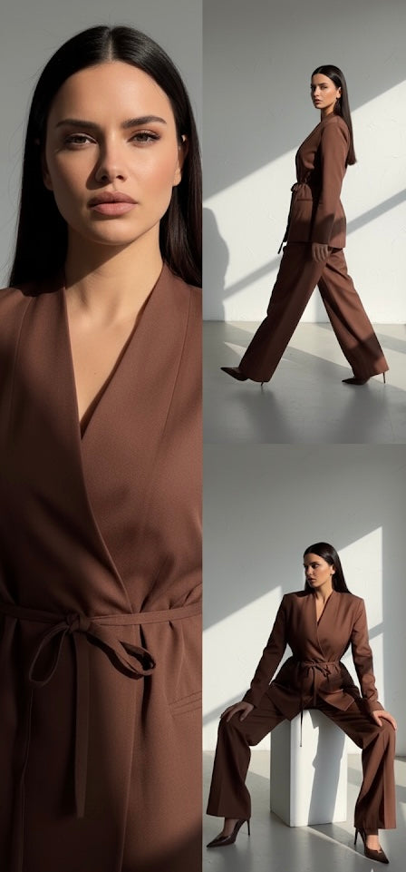 Astarlı Gizli Düğmeli Kahve Ceket