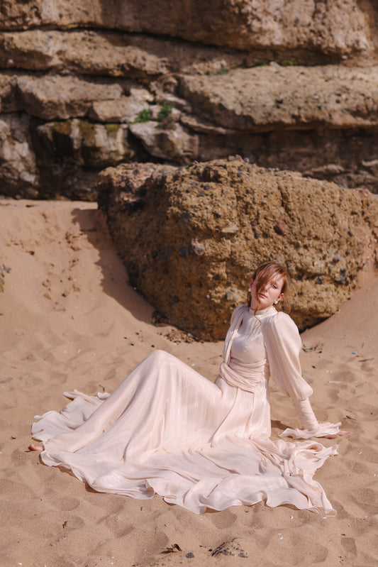 Düğüm Detaylı Elbise Bej 20258