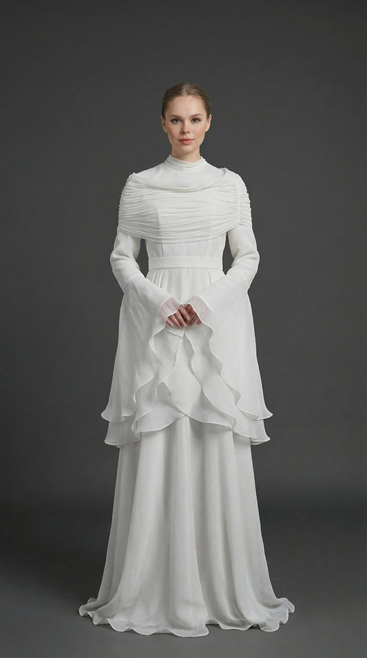 Volan Kollu Etollu Rita Dress Kahverengi