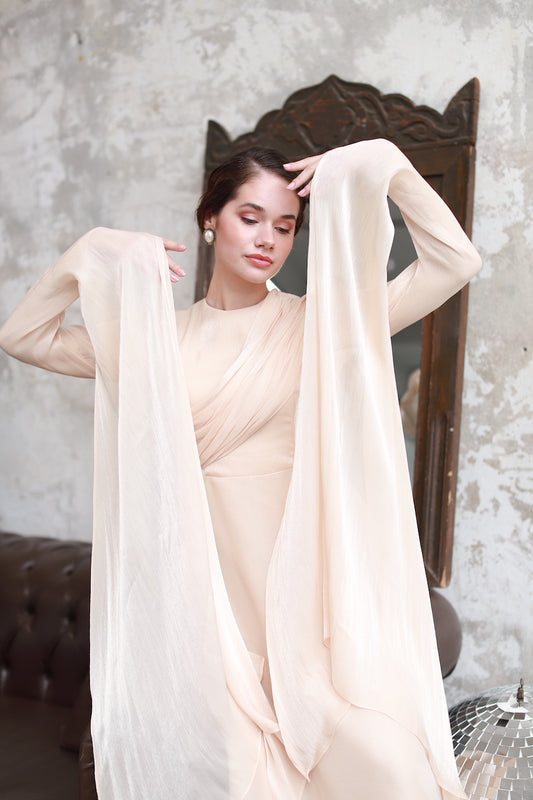 Robe Drapée Détaillée Beige 20251