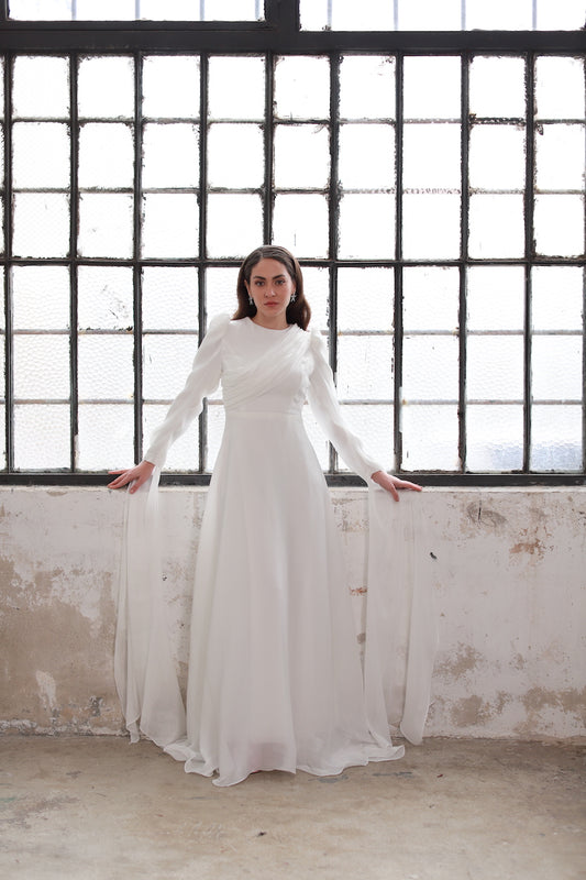 Robe Drapée Détaillée Beige 20251