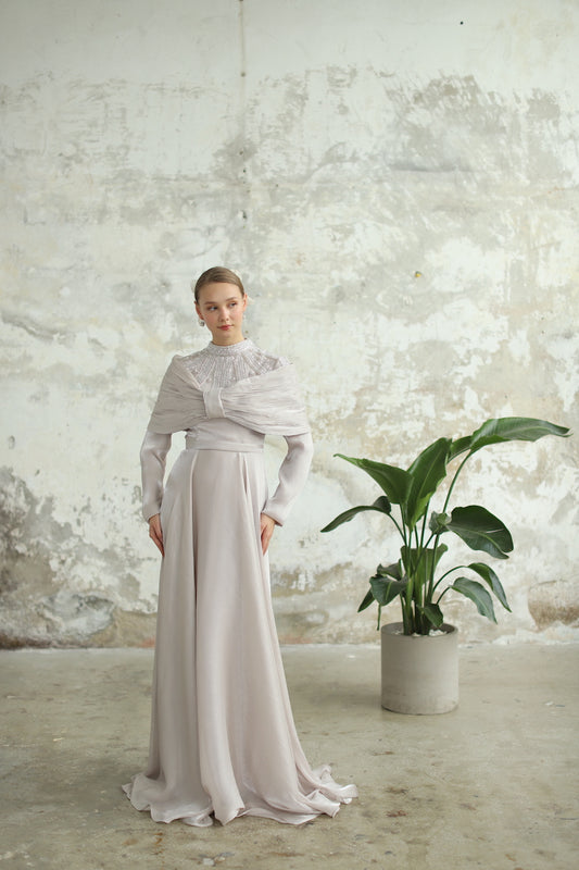 Robe de soirée scintillante couleur cuivre