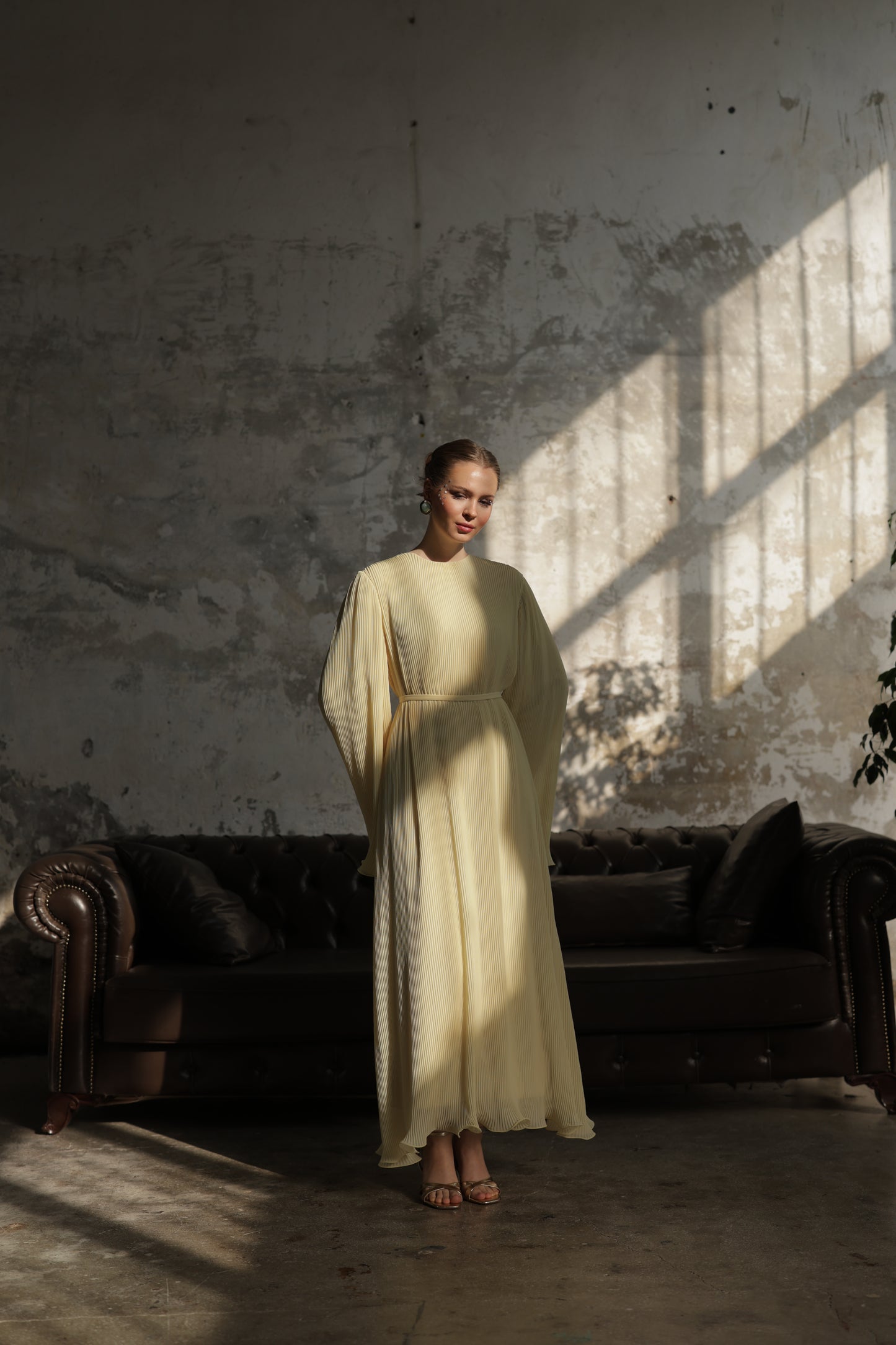 Piliseli Elbise Sarı