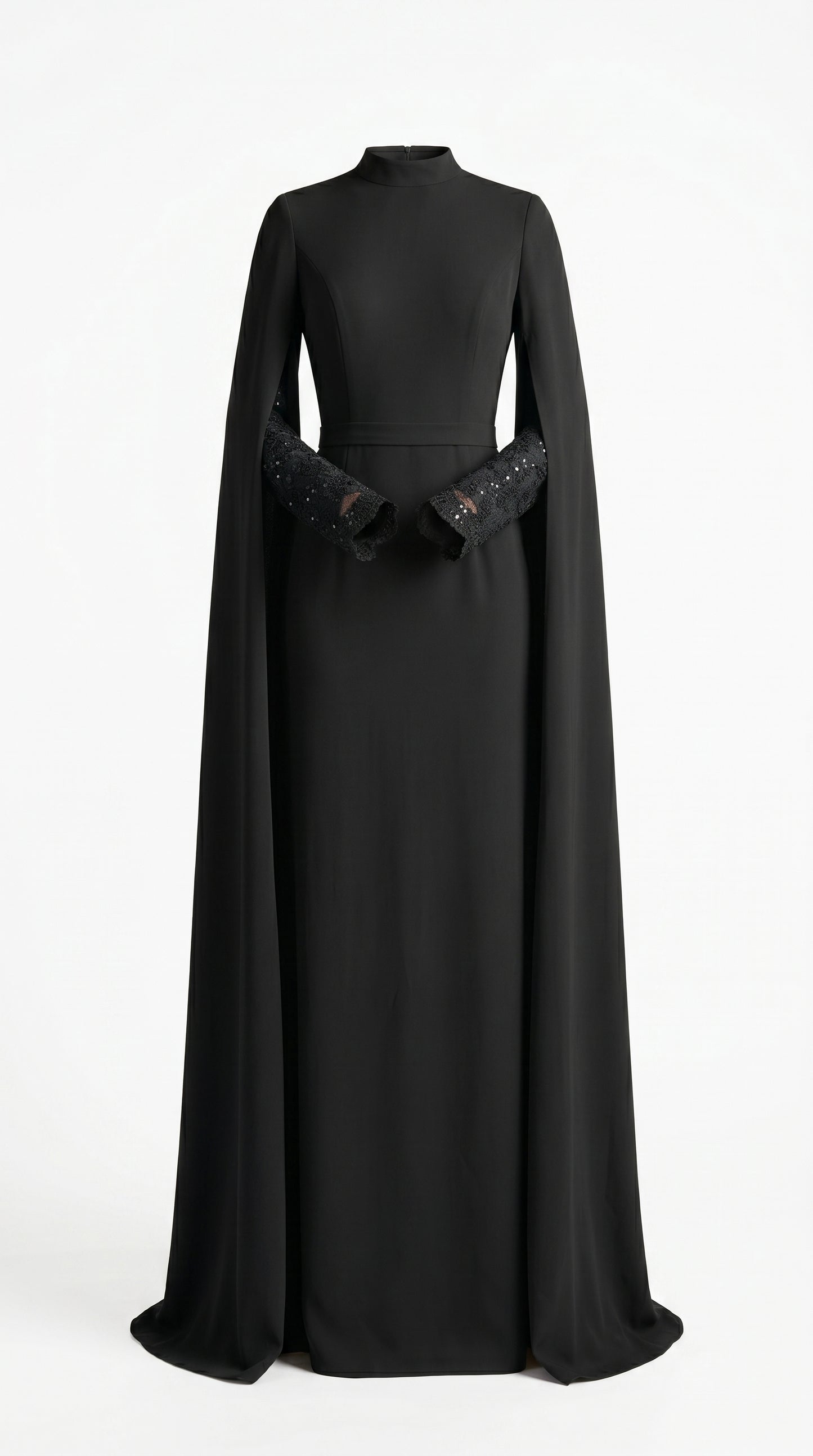 Paris Esintili Dantelli Uzun Kollu Abiye Elbise – 26004
