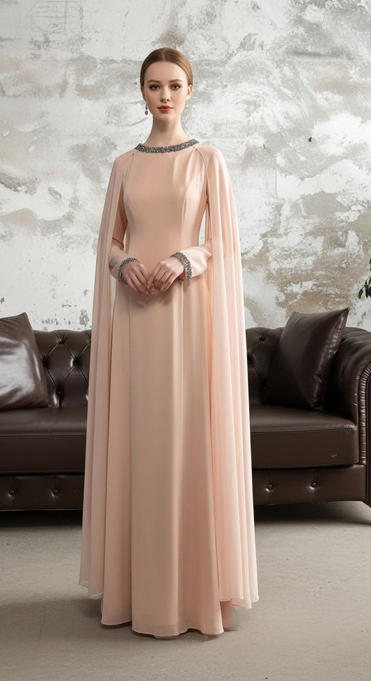 "Nostaljik Esinti" - Şifon Pileli ve İllüzyon Yaka Özel İşleme Dantel Elbise_58