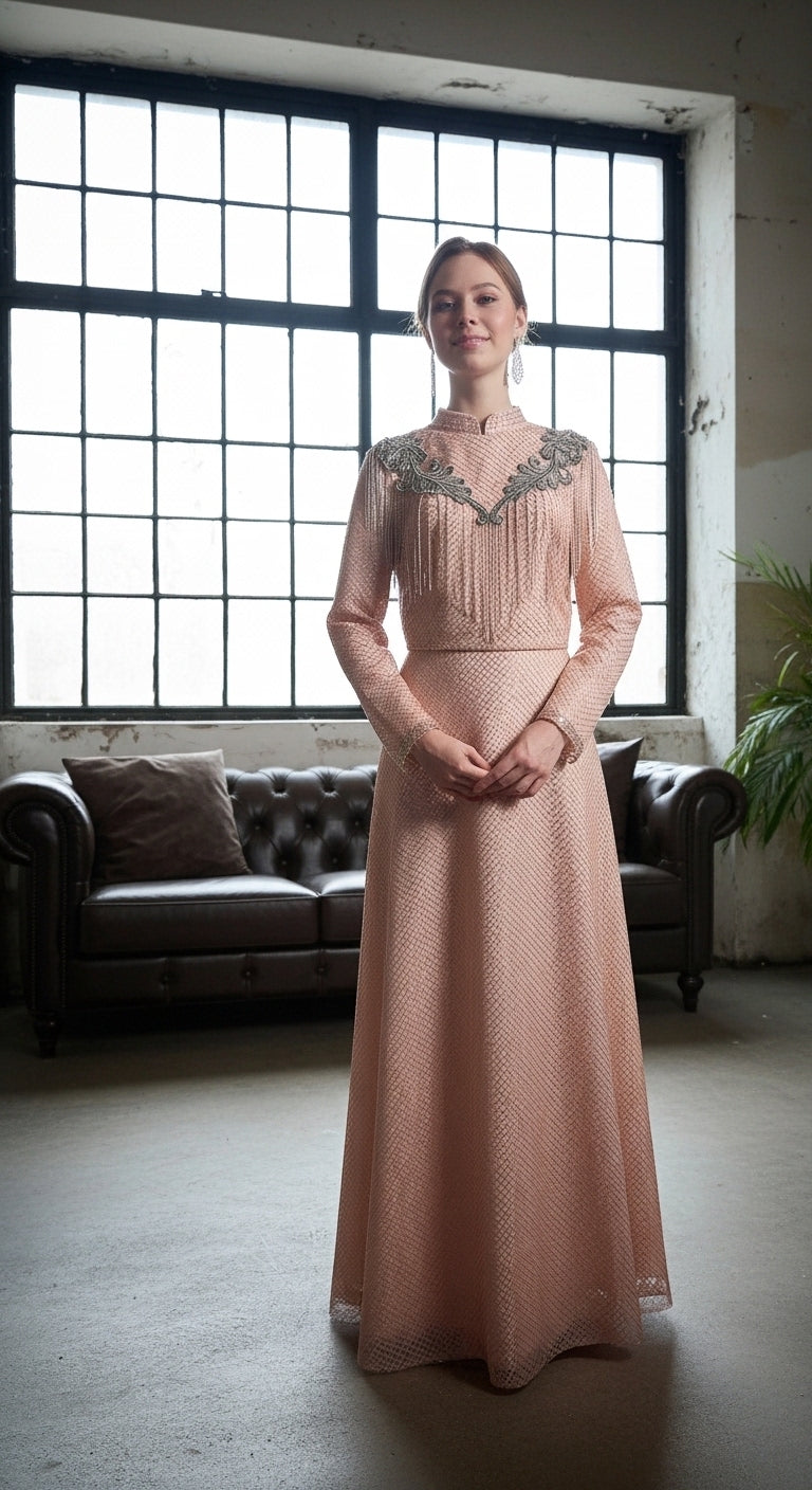 Shine Symphony Kristal File Kollu Püskül Detaylı Abiye_4