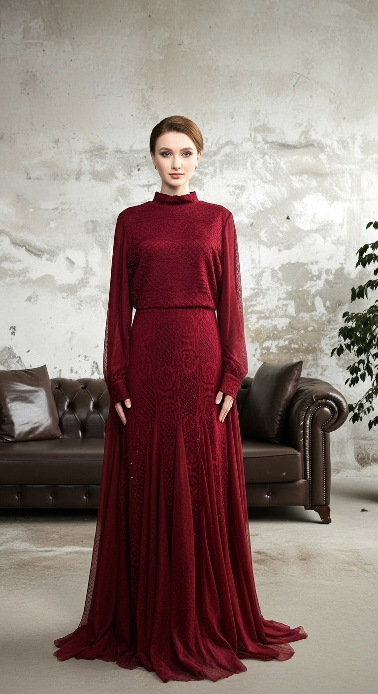 Velmýra Dantel Dokulu Uzun Abiye Elbise_47