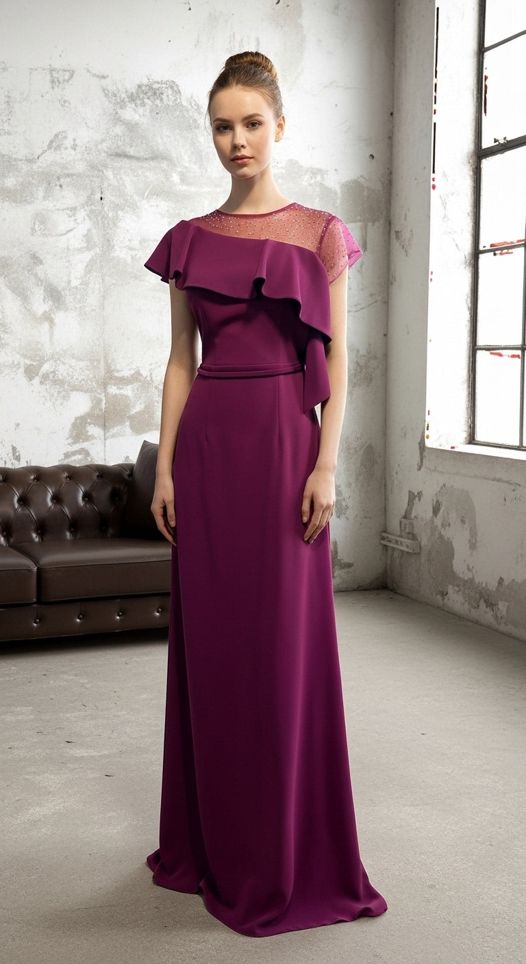 Omuz Volanlı Özel Tasarım Abiye Elbise_50