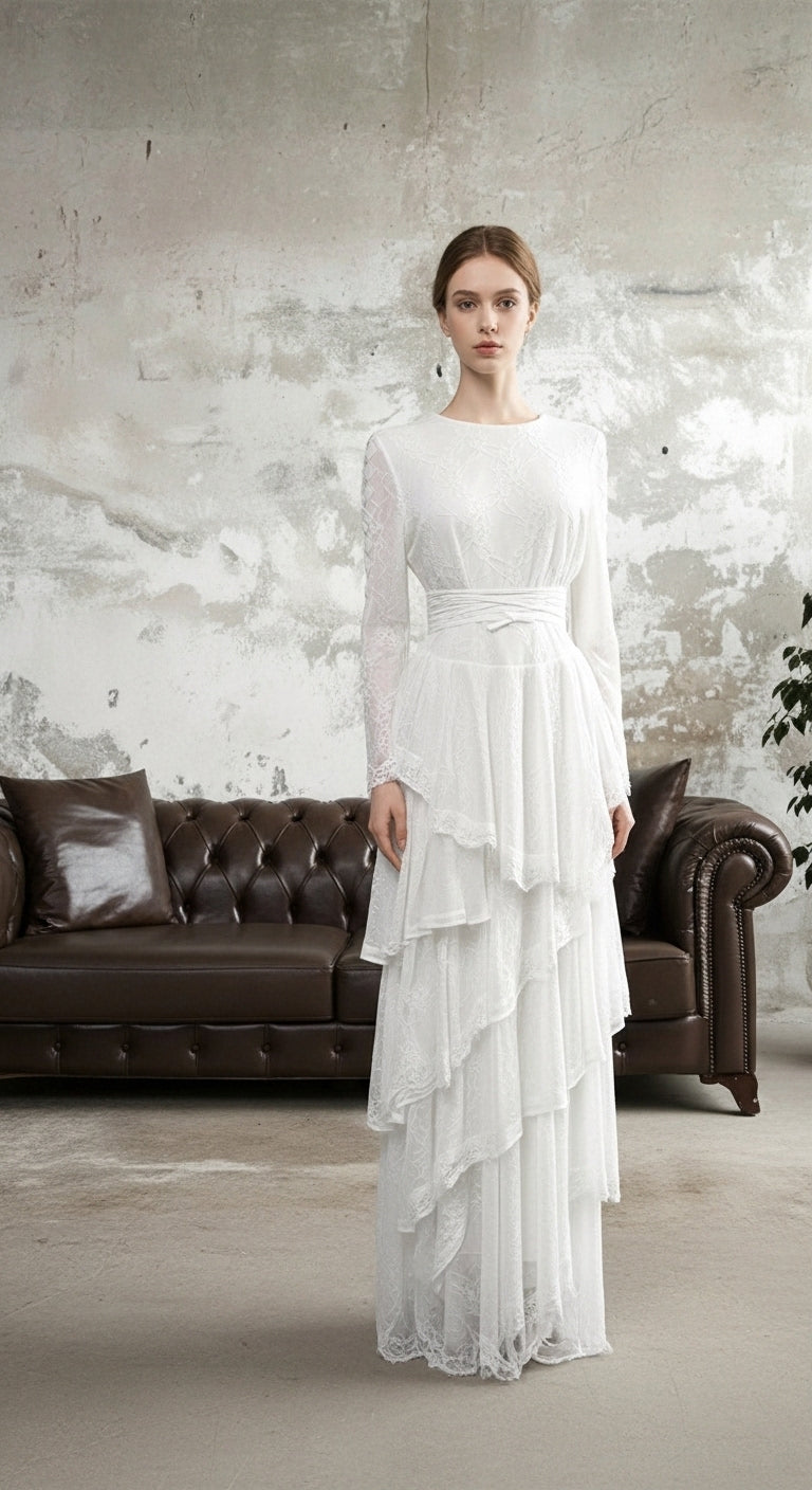 Lunéa Katmanlı Dantel Uzun Abiye Elbise_12