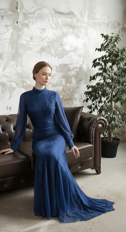 Velmýra Dantel Dokulu Uzun Abiye Elbise_47