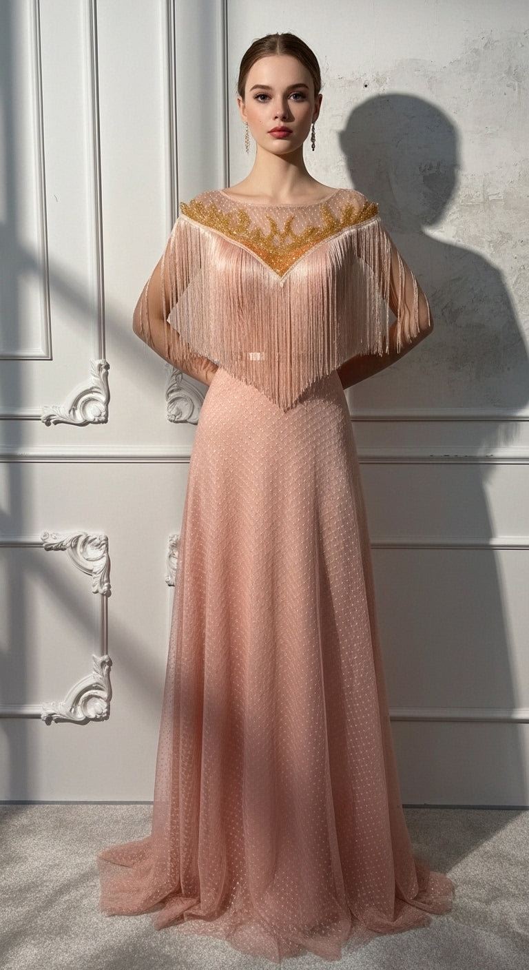 "Dans Eden Silüet" - Saçaklı ve İşlemeli Özel Tasarım Gece Elbisesi_49