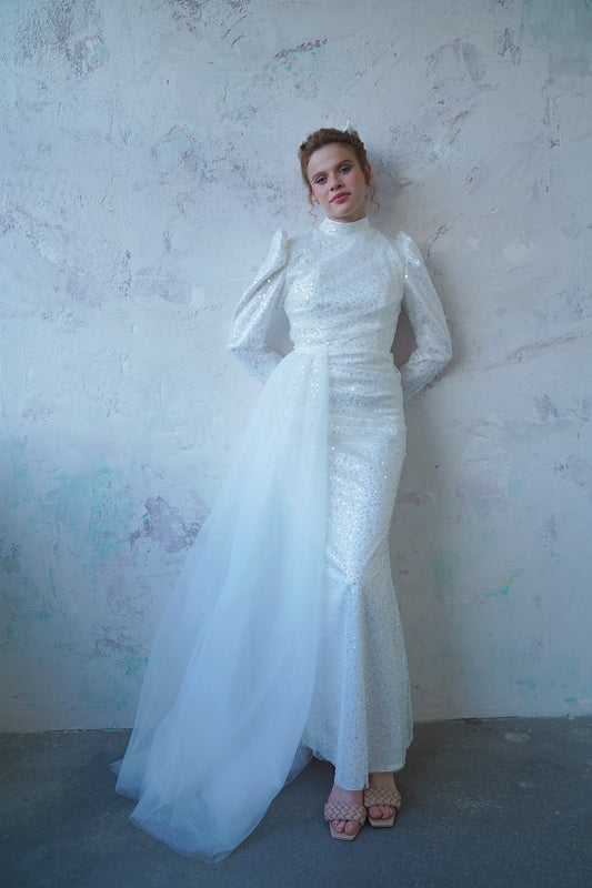 Robe de soirée scintillante couleur cuivre