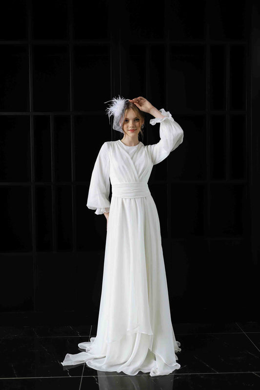 Robe de soirée sirène écrue