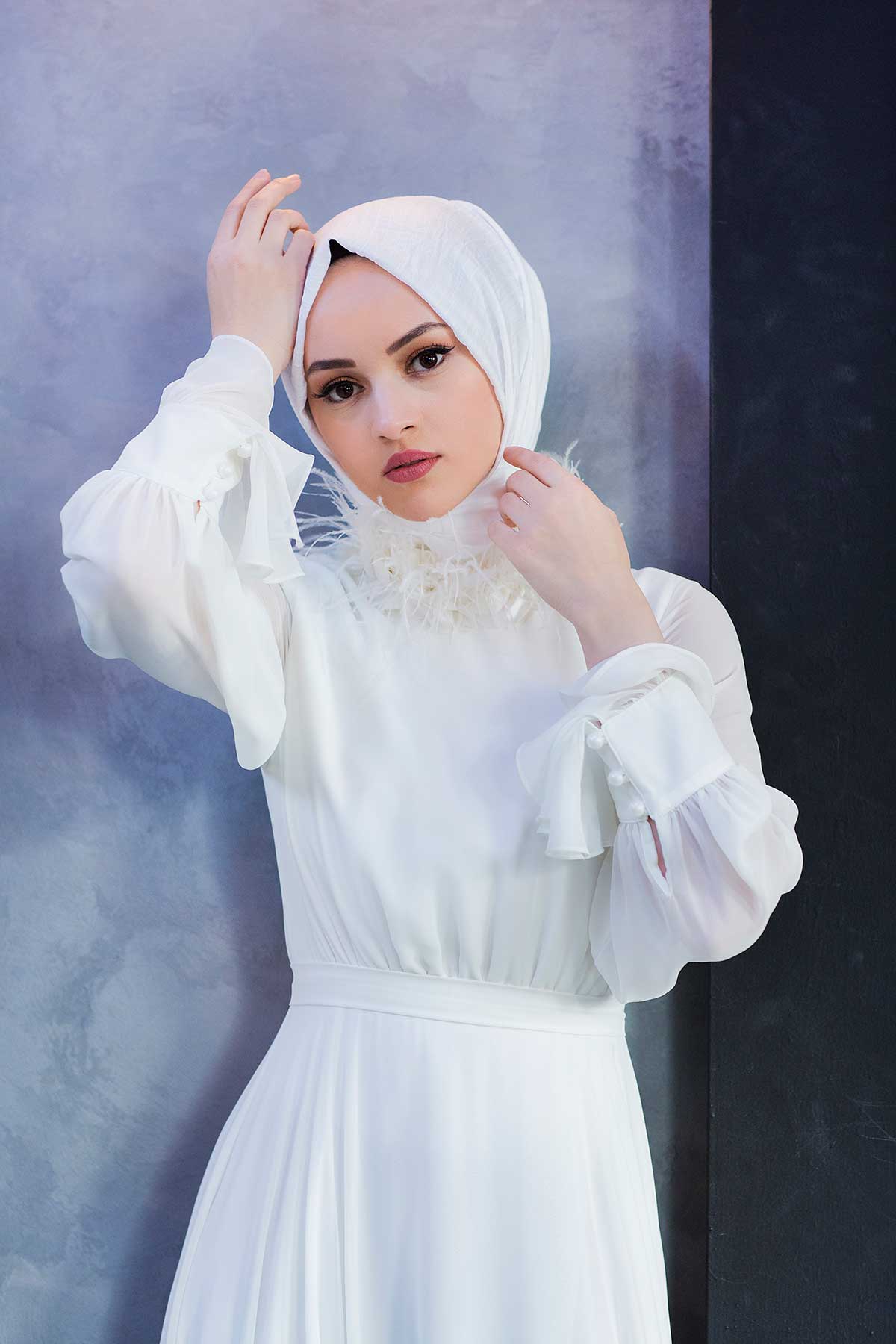 Ekru Şifon Şal Minel Aşk