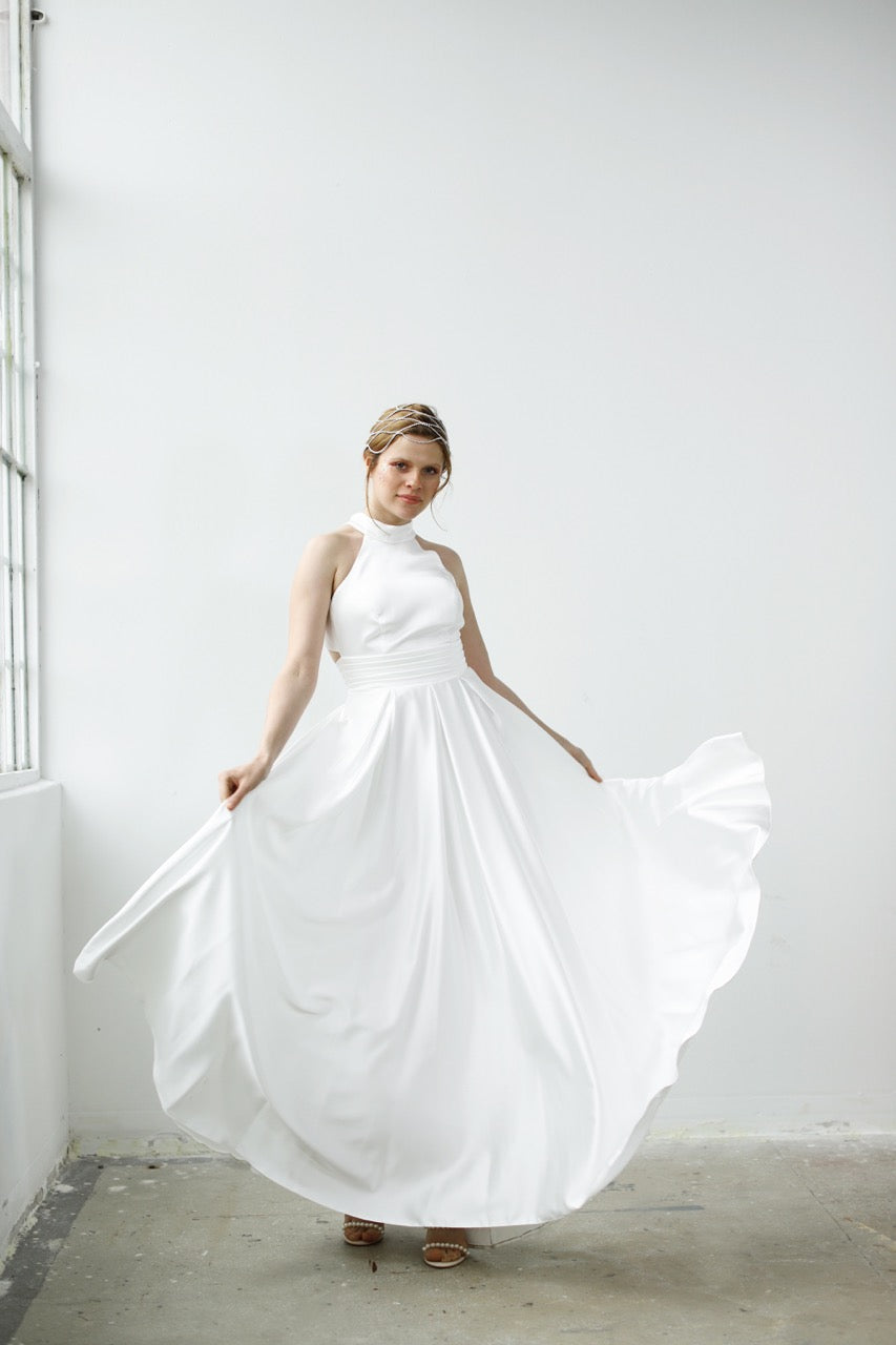 Ekru Sırt Detaylı Melisa Gelinlik