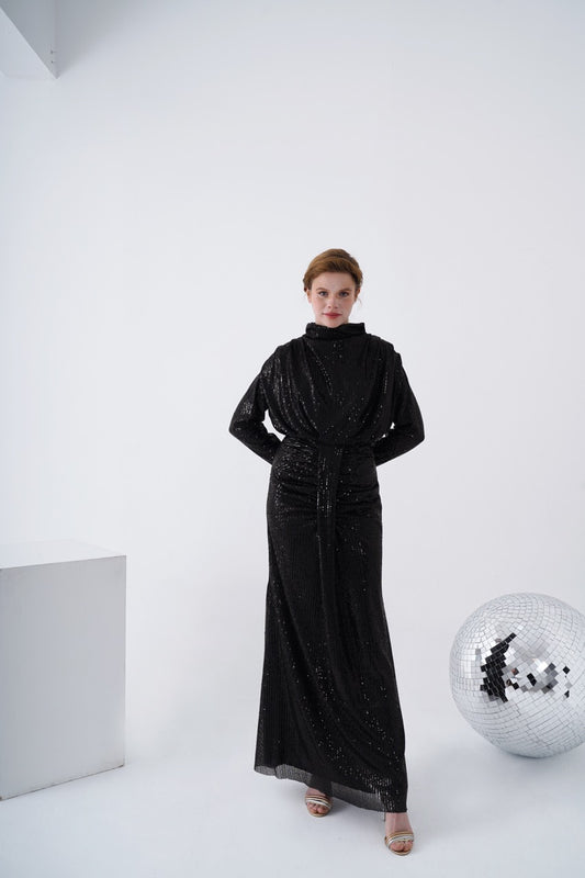 Siyah Payetli Lina Dress 2026
