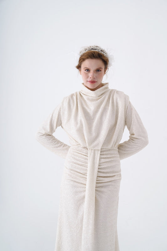 Robe de soirée scintillante couleur cuivre