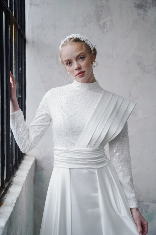 Robe de soirée scintillante couleur cuivre