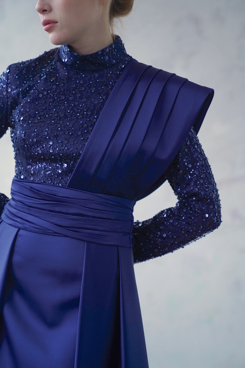 Ekru Saten Kuyruklu Abiye Satina Dress 2027