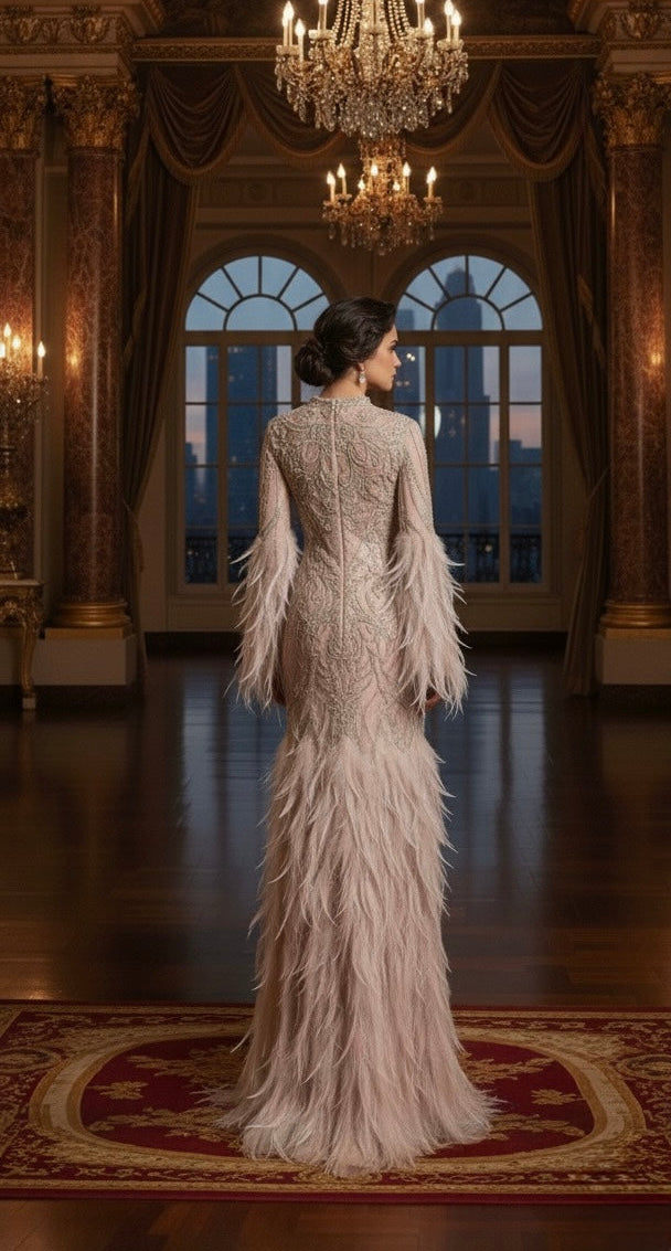 Haute Couture Tüy ve Boncuk işlemeli Elbise