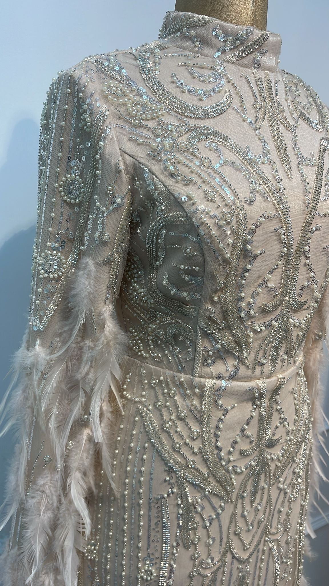 Haute Couture Tüy ve Boncuk işlemeli Elbise