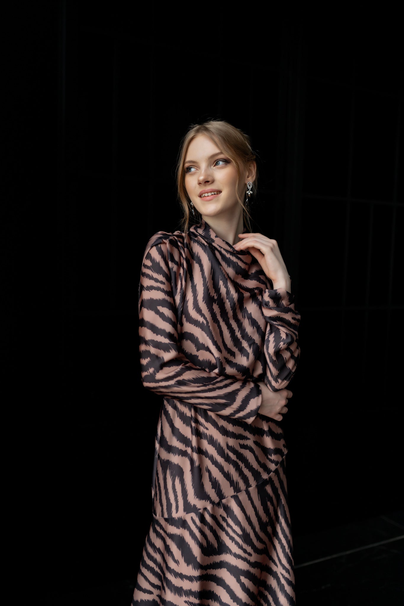 Zebra Desen Şık Elbise