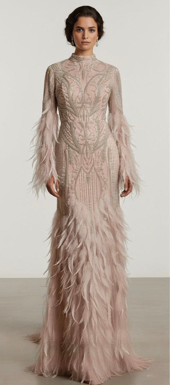 Haute Couture Tüy ve Boncuk işlemeli Elbise