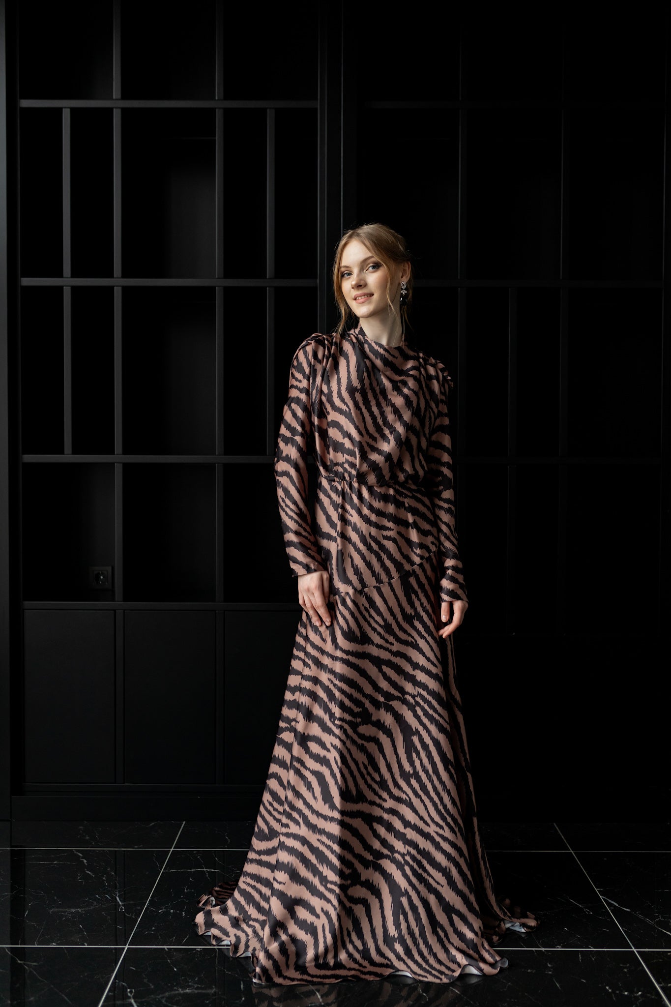 Zebra Desen Şık Elbise