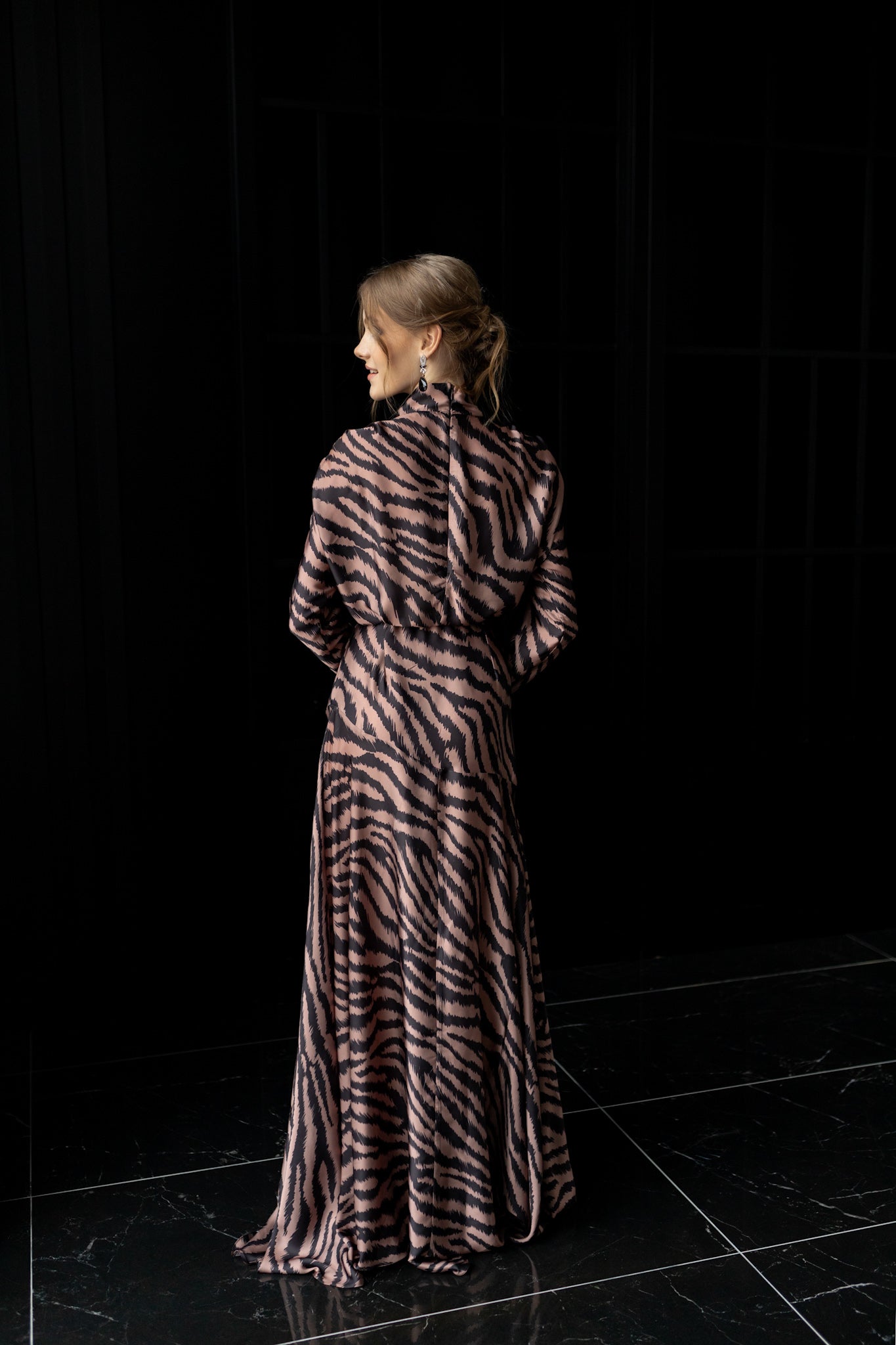 Zebra Desen Şık Elbise