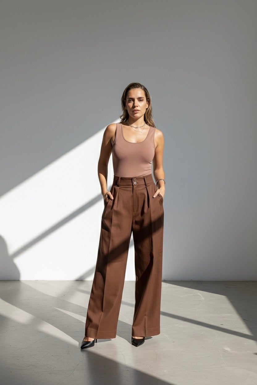 Pileli Bol Paça Palazzo Pantolon