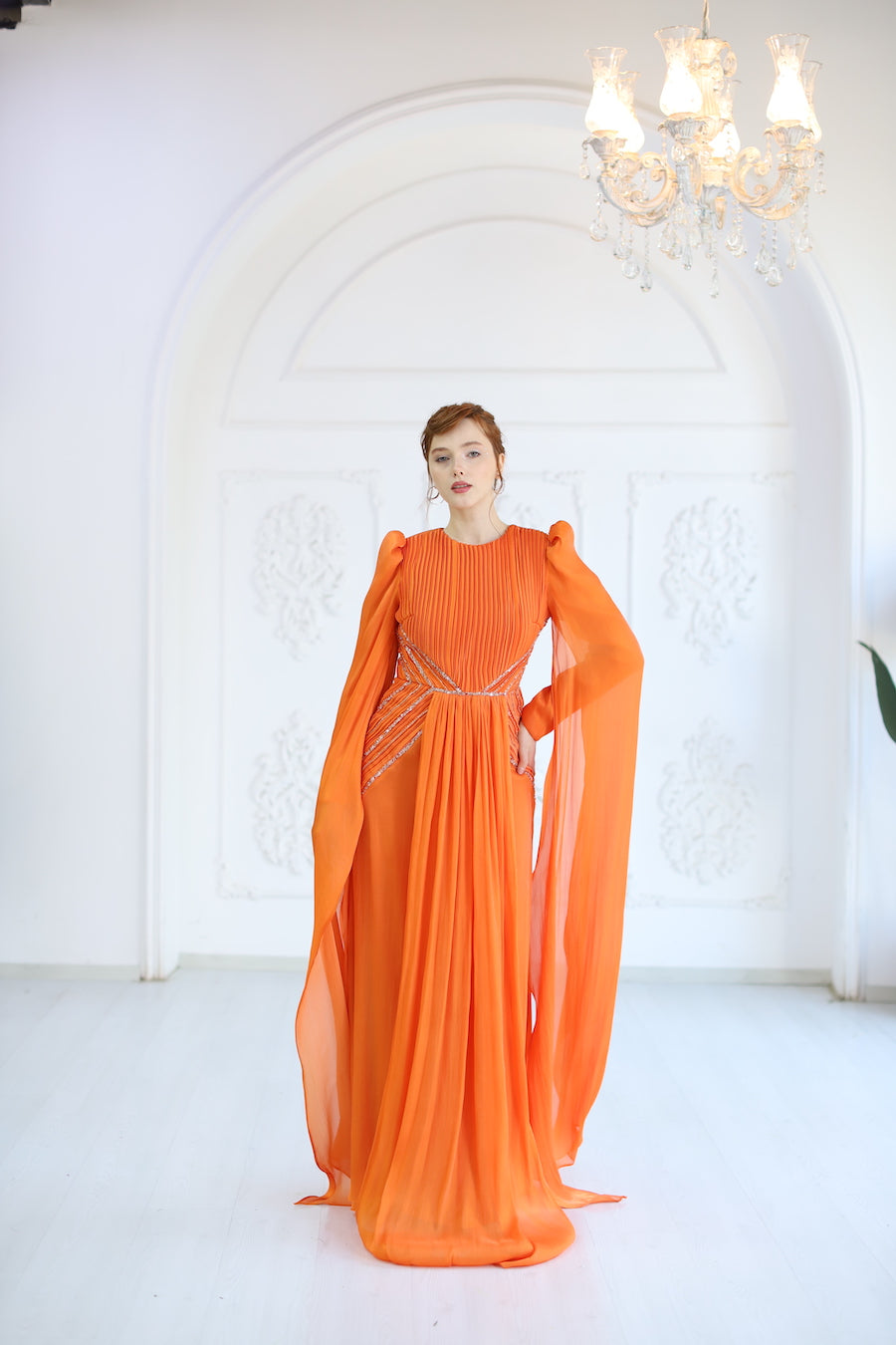 Kupferfarbenes funkelndes Abendkleid