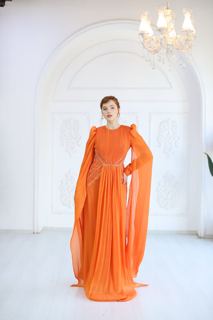 Kupferfarbenes funkelndes Abendkleid