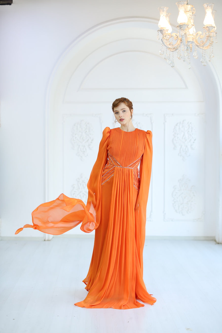 Kupferfarbenes funkelndes Abendkleid