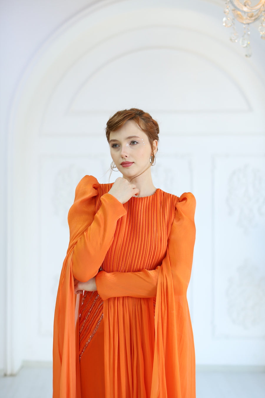 Kupferfarbenes funkelndes Abendkleid