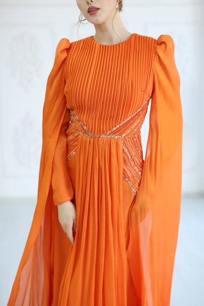 Kupferfarbenes funkelndes Abendkleid