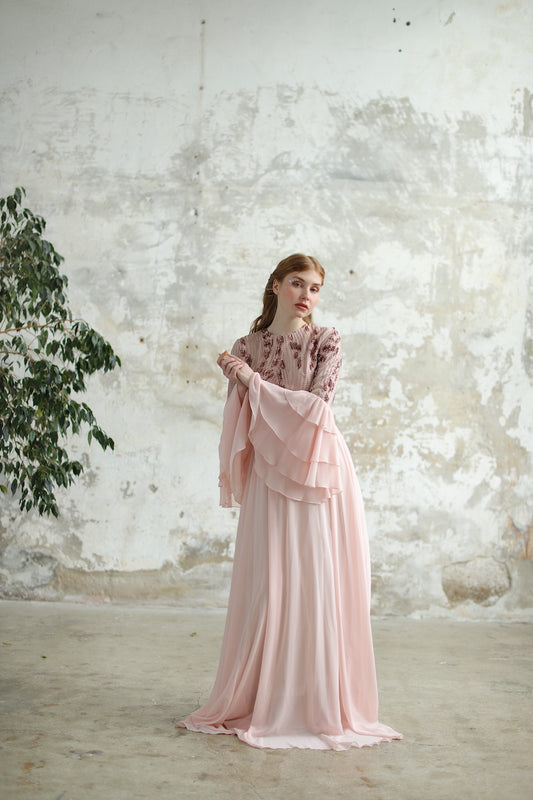 Somon Volan Kollu Elbise