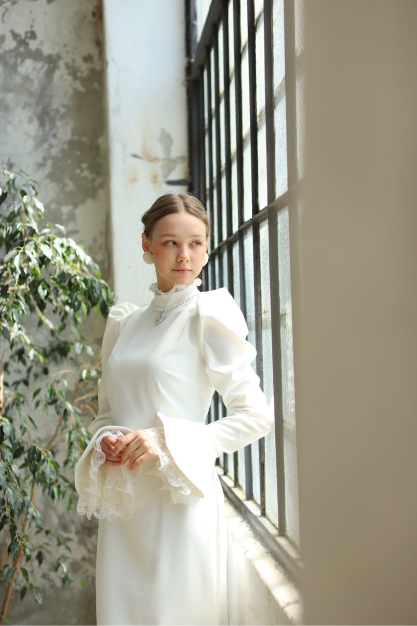 Robe de soirée voilée en pierre couleur poudre