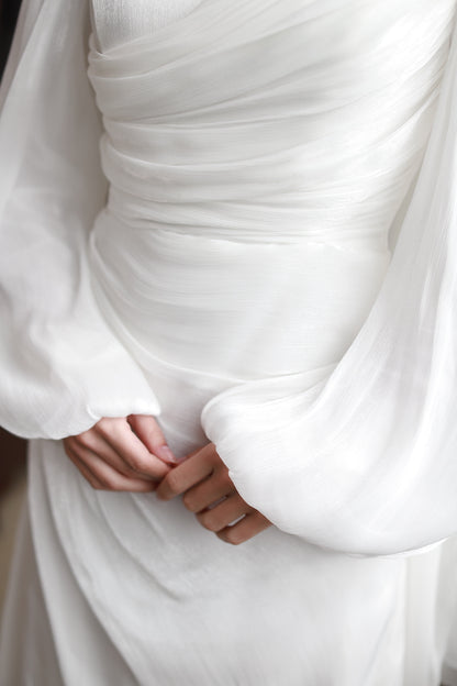 Drape Detaylı Elbise Ekru 20251