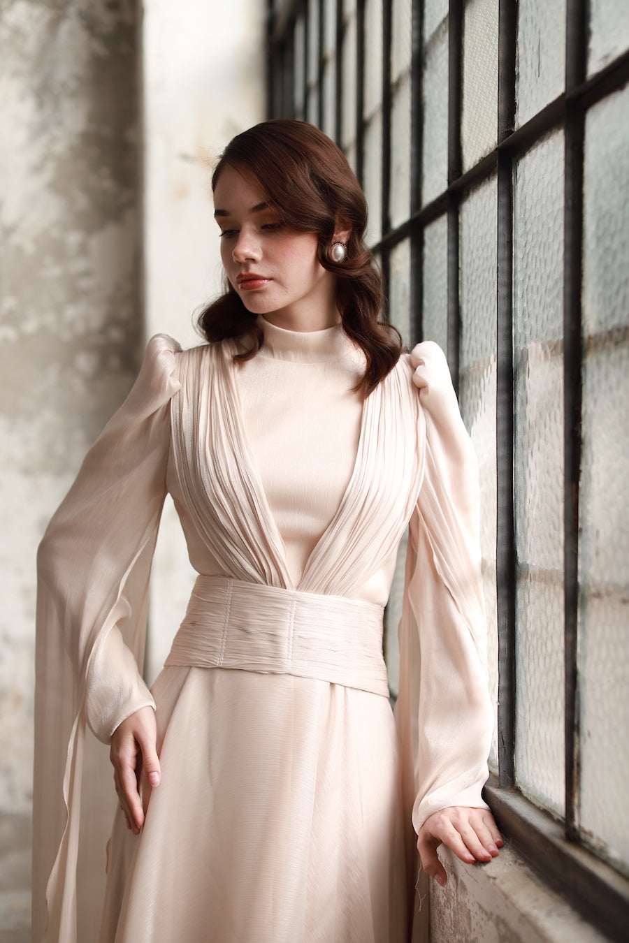 Korsaj Kemerli Elbise Bej 20253