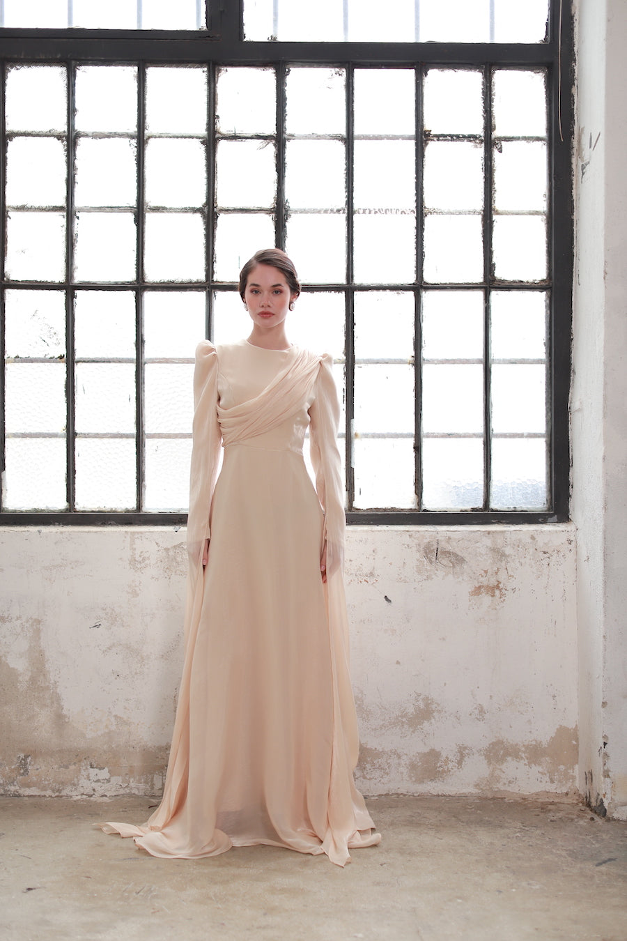 Drapiertes, detailliertes Kleid Beige 20251