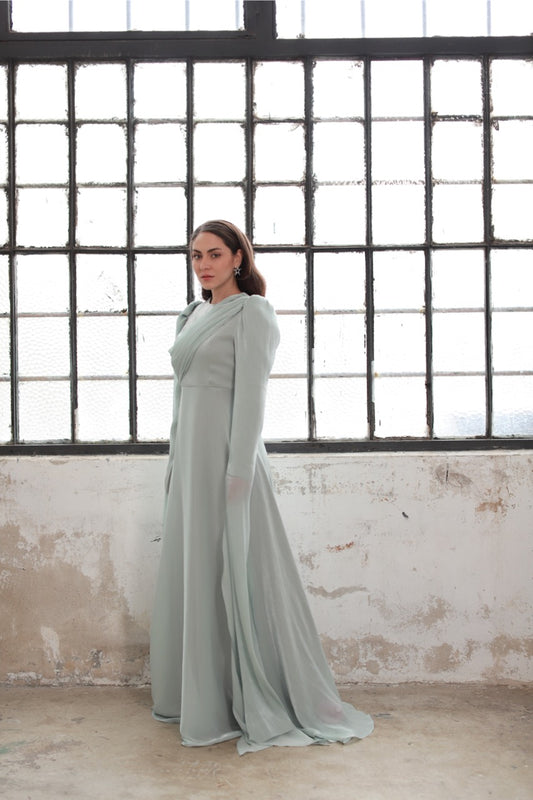 Kolları Detaylı Elbise Mint 20254