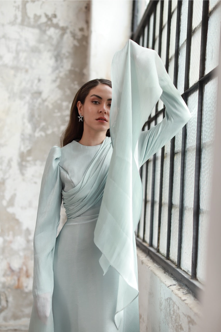 Robe Drapée Détaillée Beige 20251