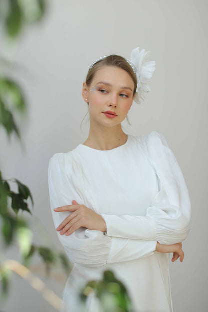 Bağcık Detaylı Şık Elbise Ekru