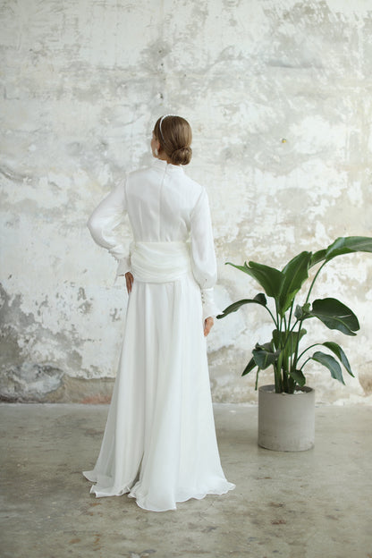 Bel Drape Detaylı Ekru  Elbise