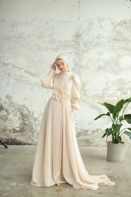 Robe de soirée scintillante couleur cuivre