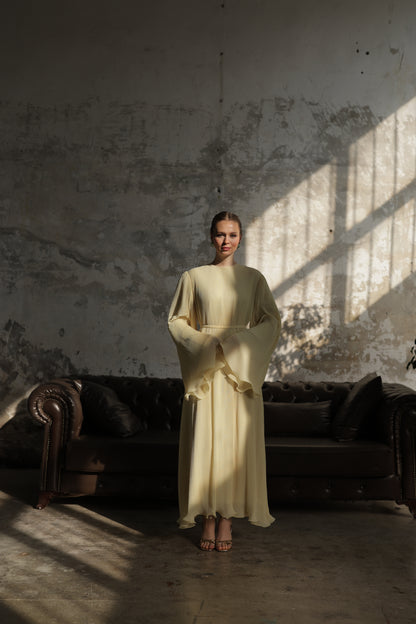 Piliseli Elbise Sarı