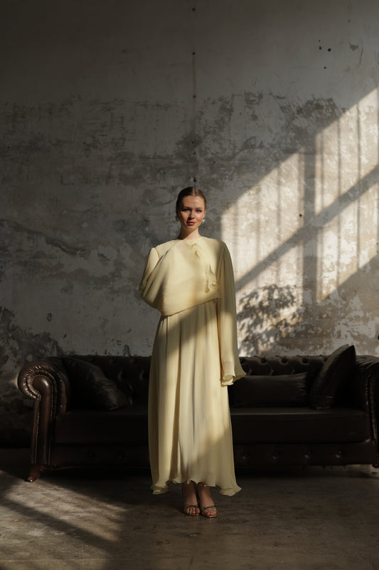 Piliseli Elbise Sarı