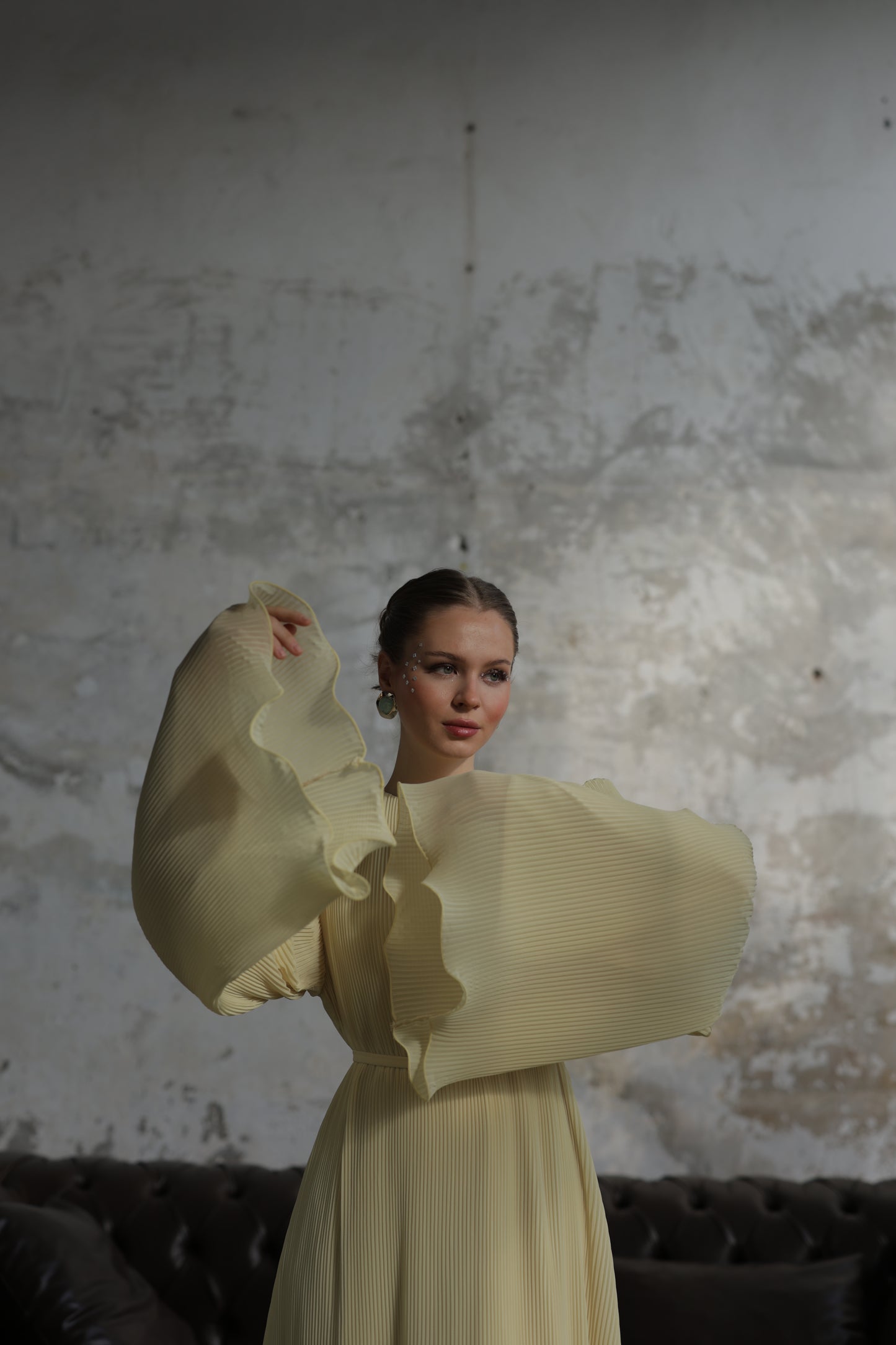 Piliseli Elbise Sarı