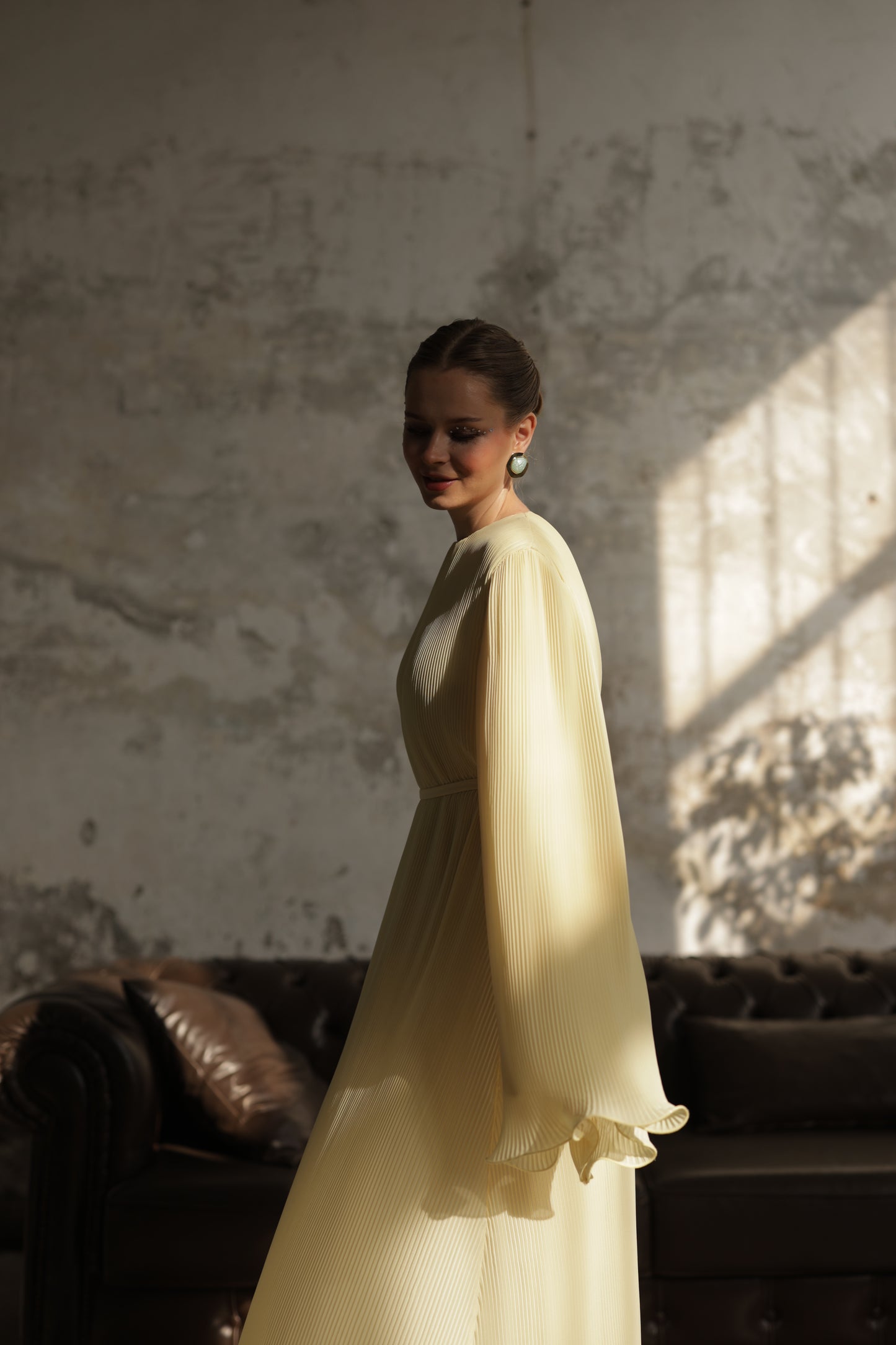 Piliseli Elbise Sarı