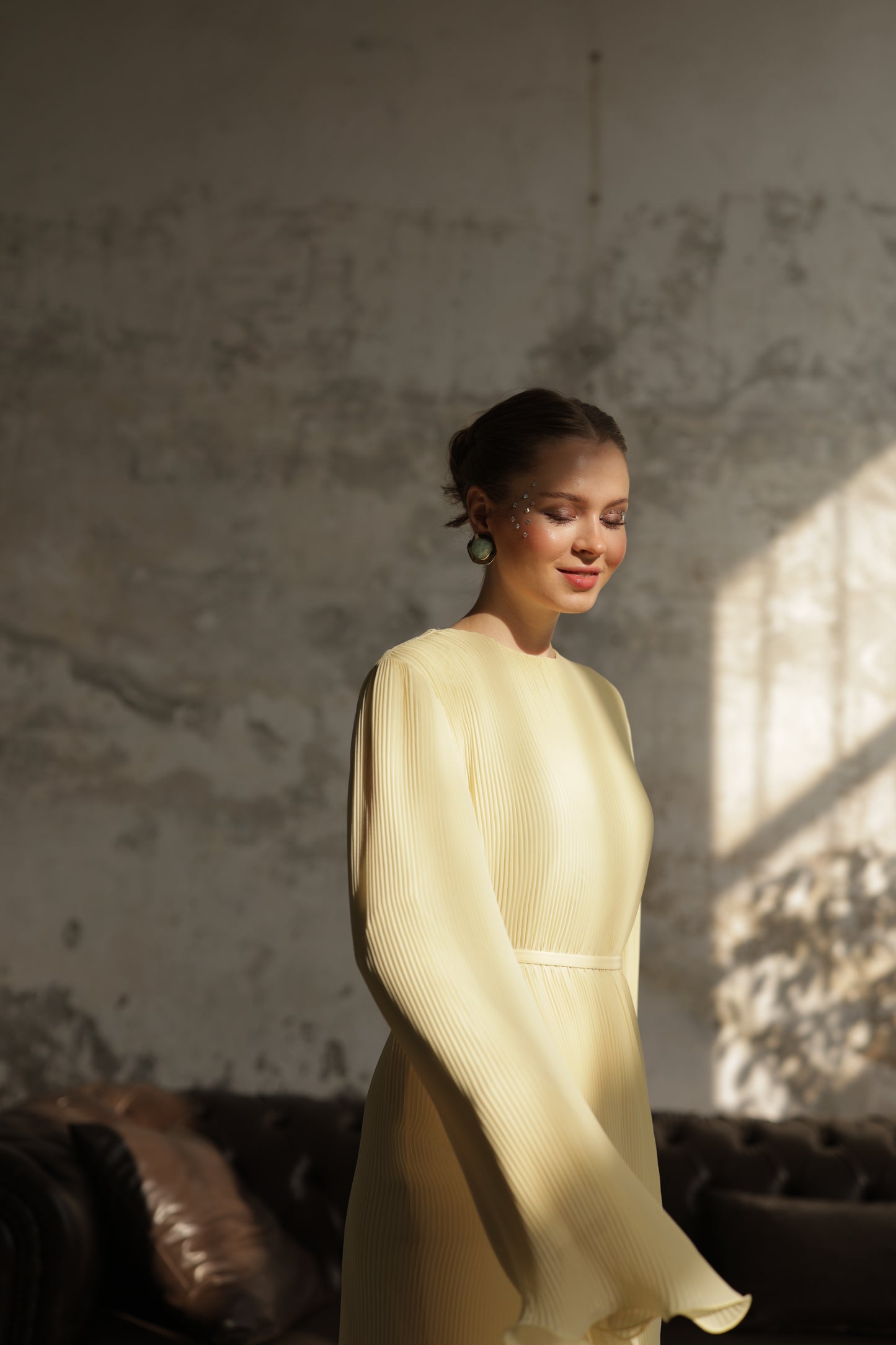 Piliseli Elbise Sarı